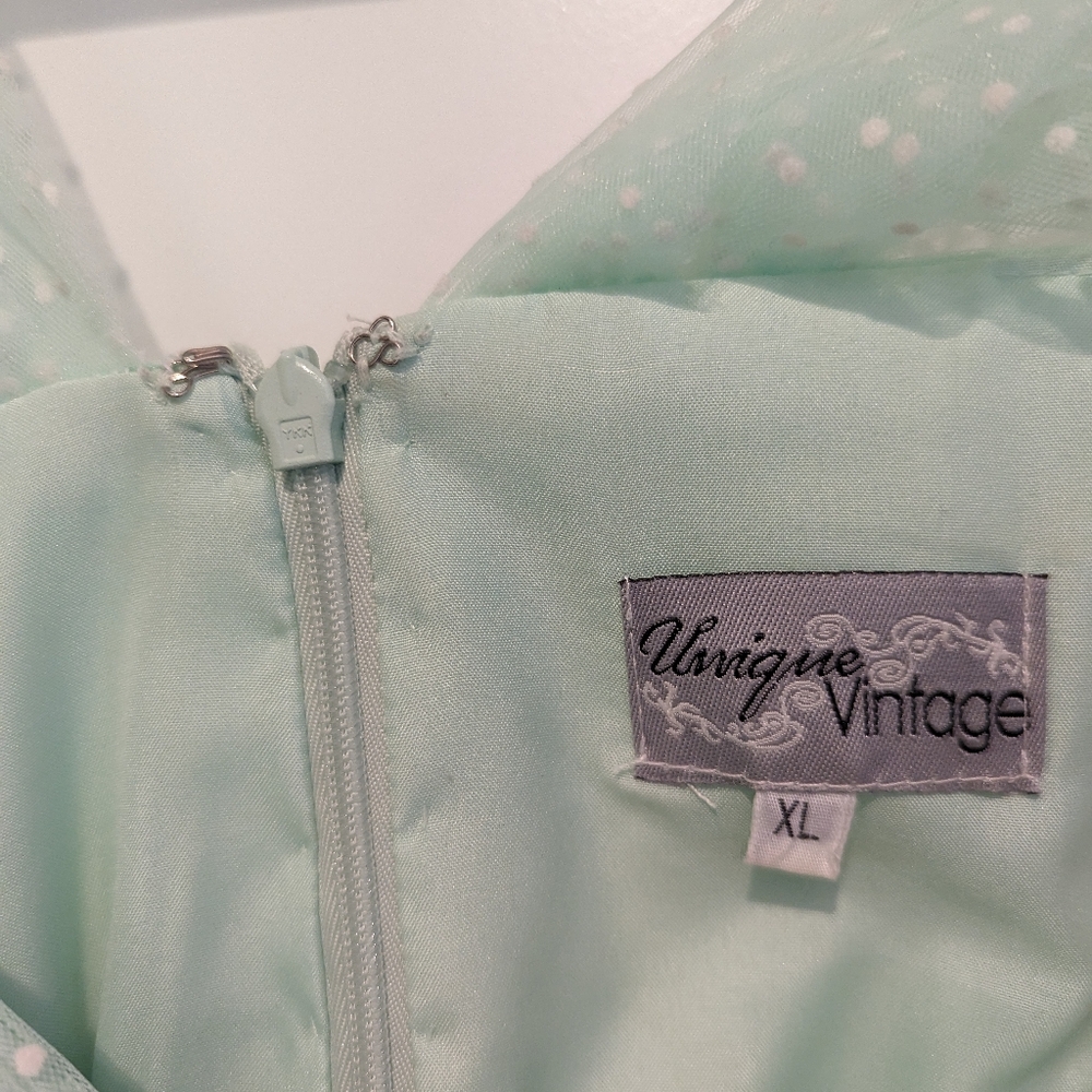 Unique Vintage Mint Green Polka Dot Dress - Picture 4 of 7